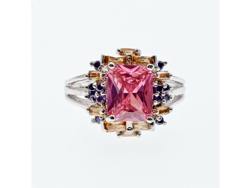 

Серебряное кольцо 925 проба с разноцветными фианитами Sky Jewelry 002293