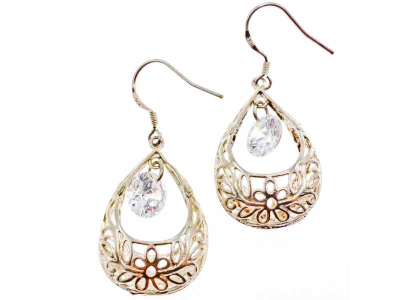 

Серебряные серьги с фианитом Ажур Sky Jewelry 002283