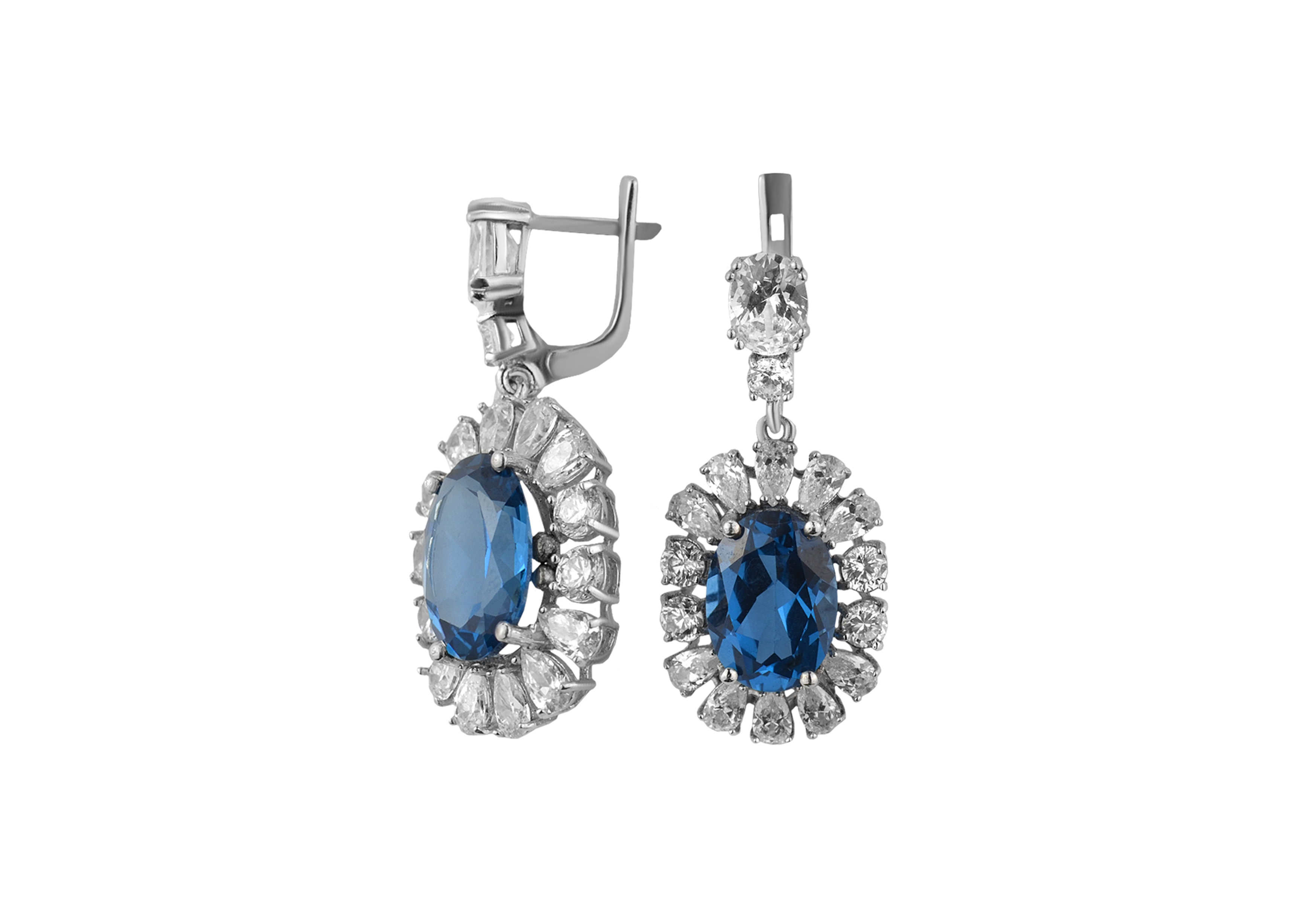 

Серьги серебряные с кварцем London blue Екатерина 2304/9р кварц