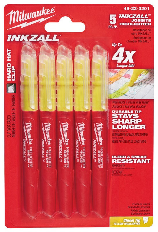 

Маркеры текстовыделители желтые Milwaukee Inkzall 48223201