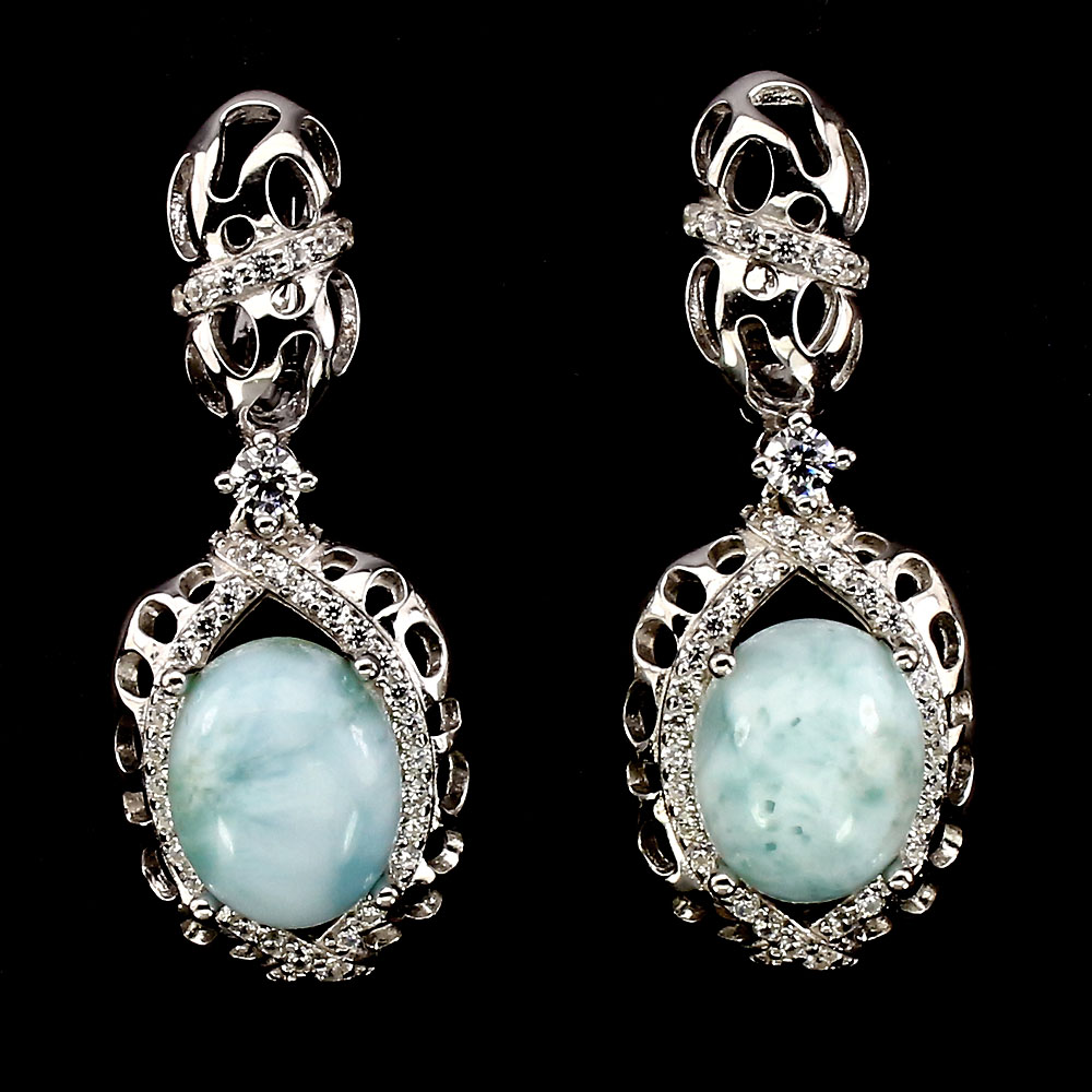 

Серьги подвески из серебра с ларимаром С1635
