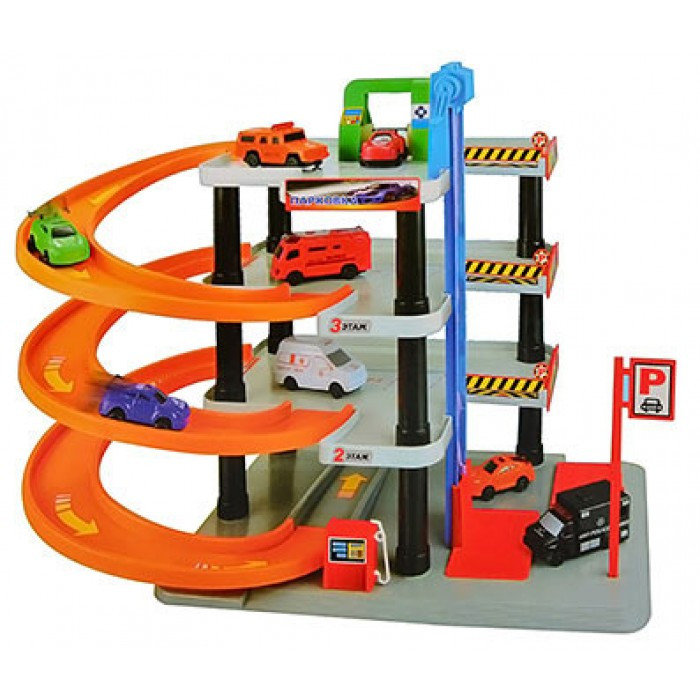 

Игровой набор Паркинг детский гараж Joy Toy 4 уровня, 4 машинки скоростной спуск (0849-RT)