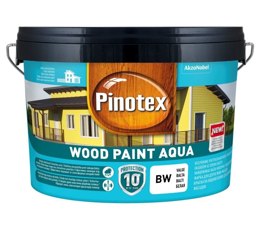

Краска на водной основе PINOTEX WOOD PAINT AQUA BW белая 9 л.
