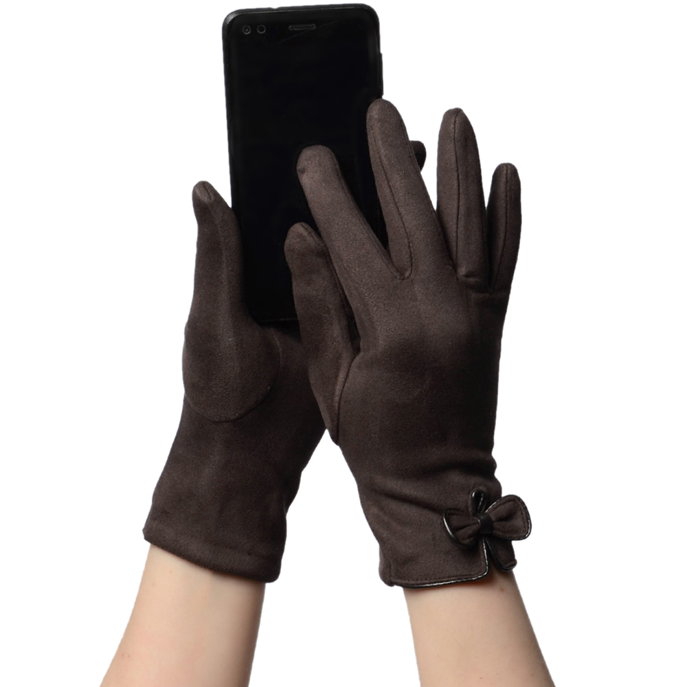 

Перчатки женские touch screen велюровые коричневые размер S, TG4028-brown