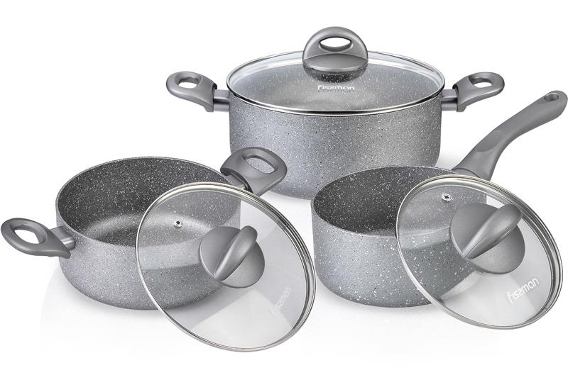 

Набор кухонной посуды Fissman MOON STONE 2 кастрюли и ковшик с крышками (PSG_FN-AL-4401)