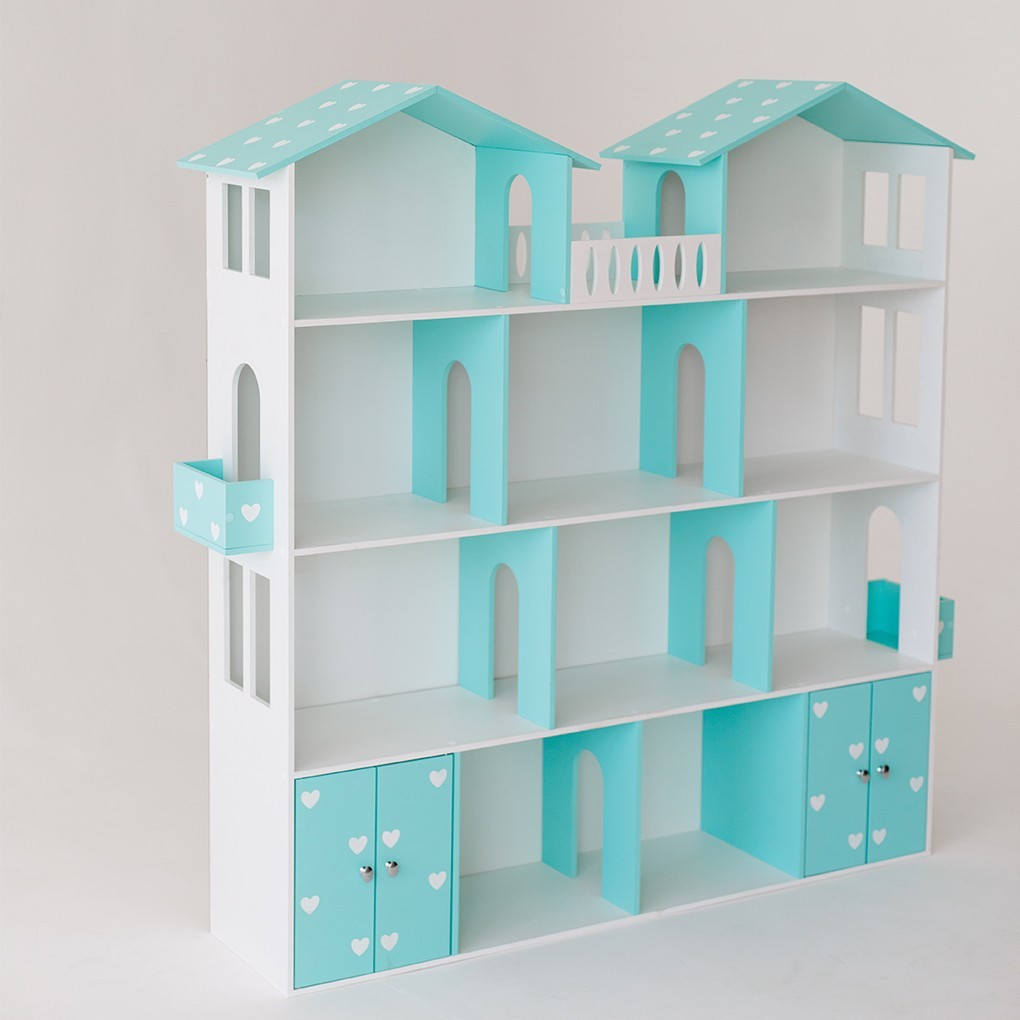 

Кукольный домик KiddyRoom 4 этажа Бирюзовый с белым