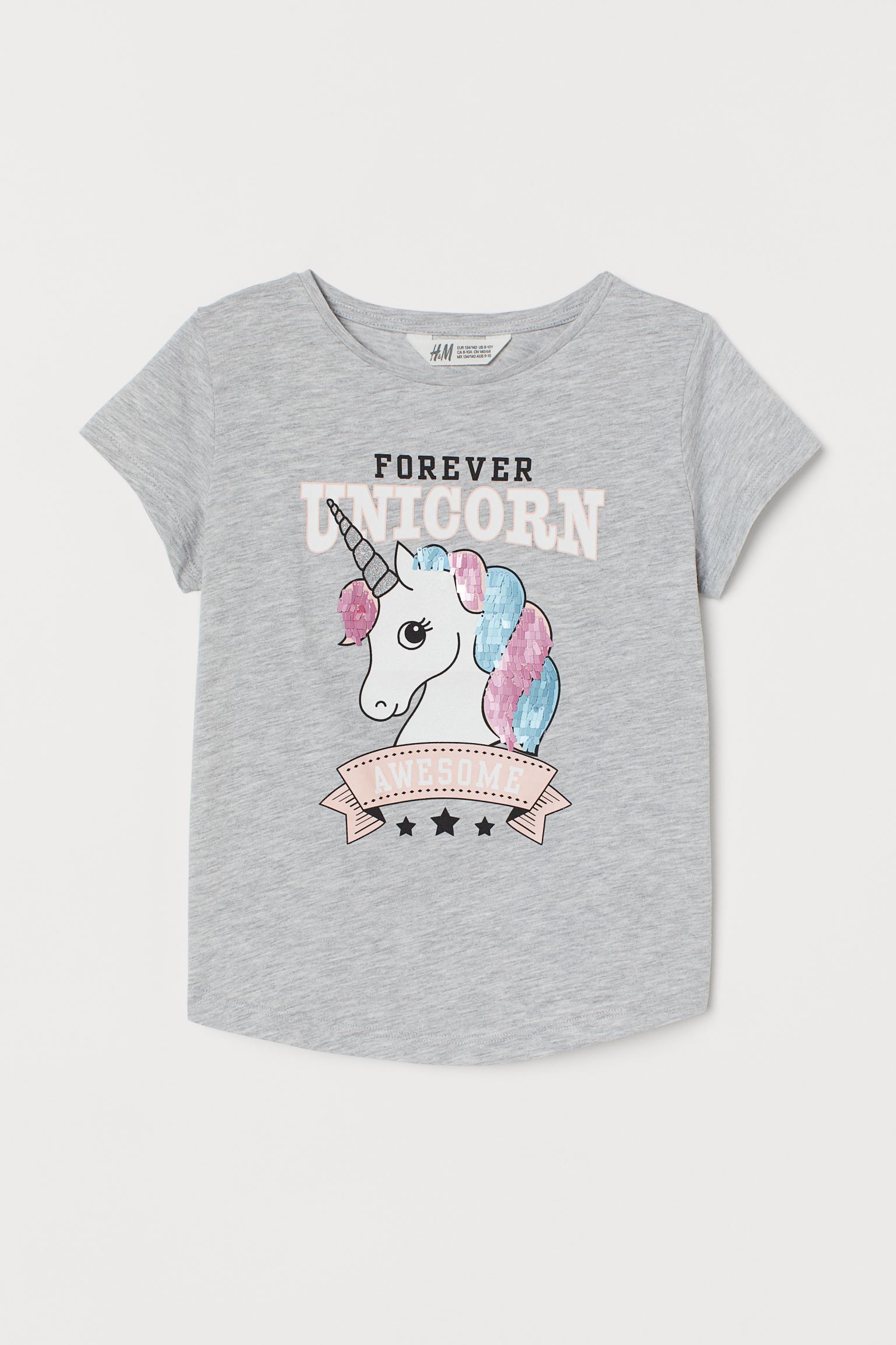

Футболка H&M 134 140см серый единорог 2010744128