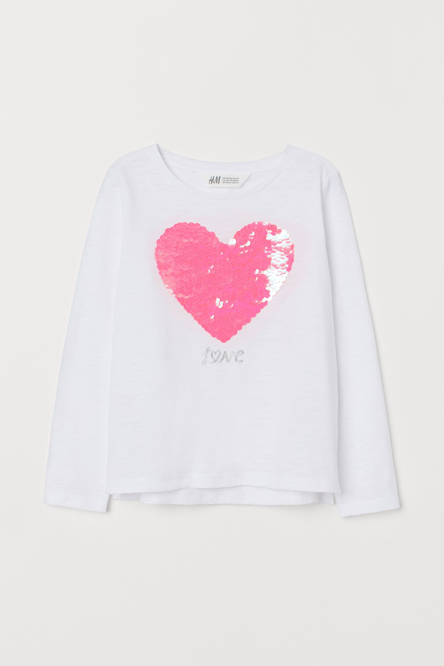

Лонгслив H&M 134 140см белый сердце 29047491040