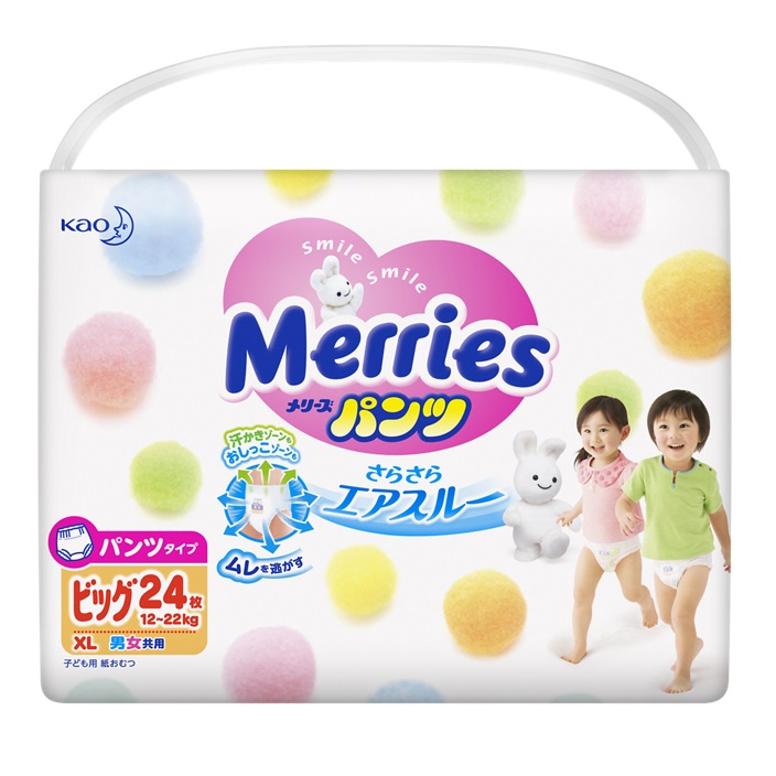 

Трусики-подгузники для детей от 12 до 22 кг Merries Pants XL 24Pcs 24 шт (4901301230669)