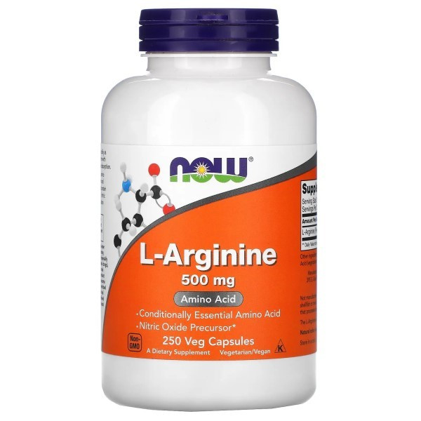 

Аминокислоты NOW L-Arginine 500 mg 250 вег капсул