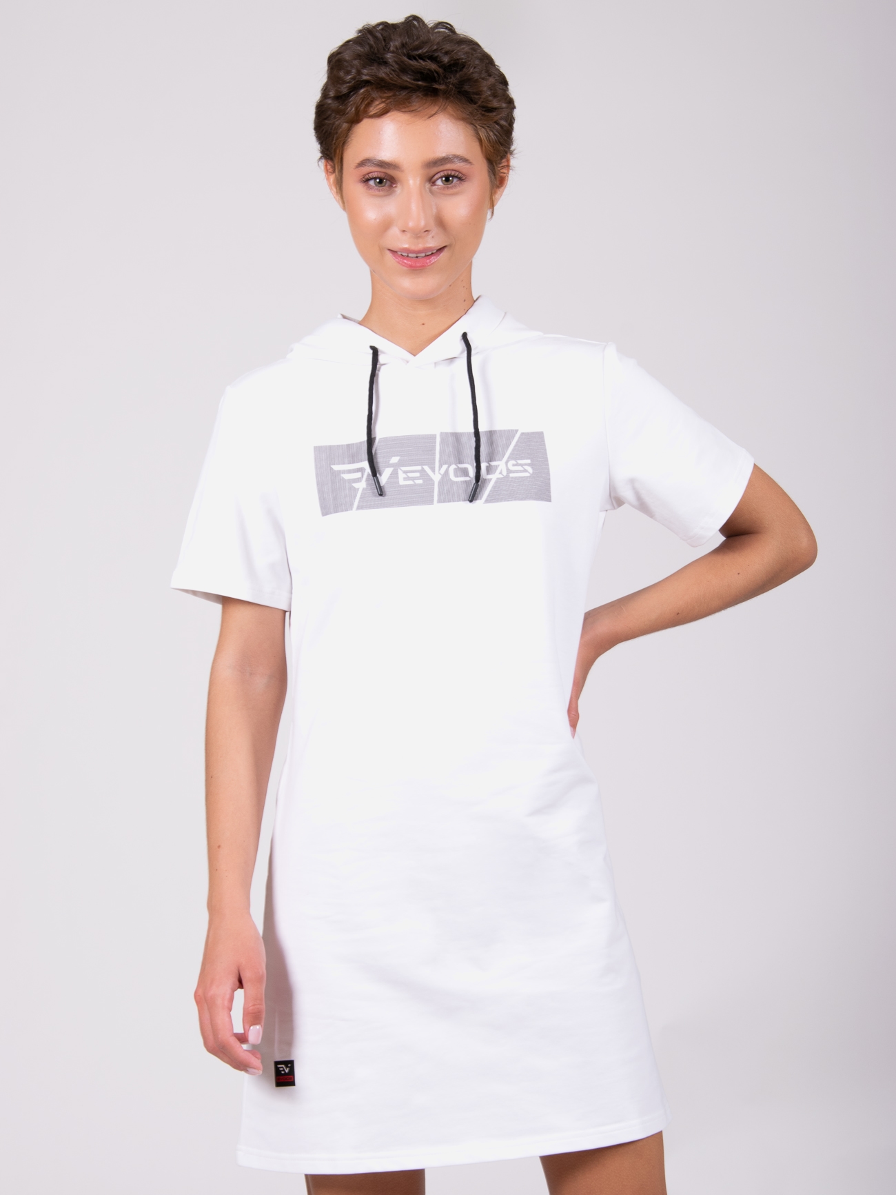 Акція на Сукня-футболка міні літня жіноча Evoids 552110-100 L Біла від Rozetka