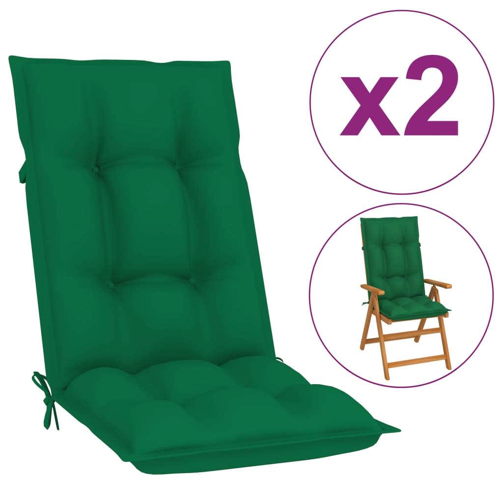 

Подушки для садового крісла Shumee 2 шт. зелені 120x50x7 см