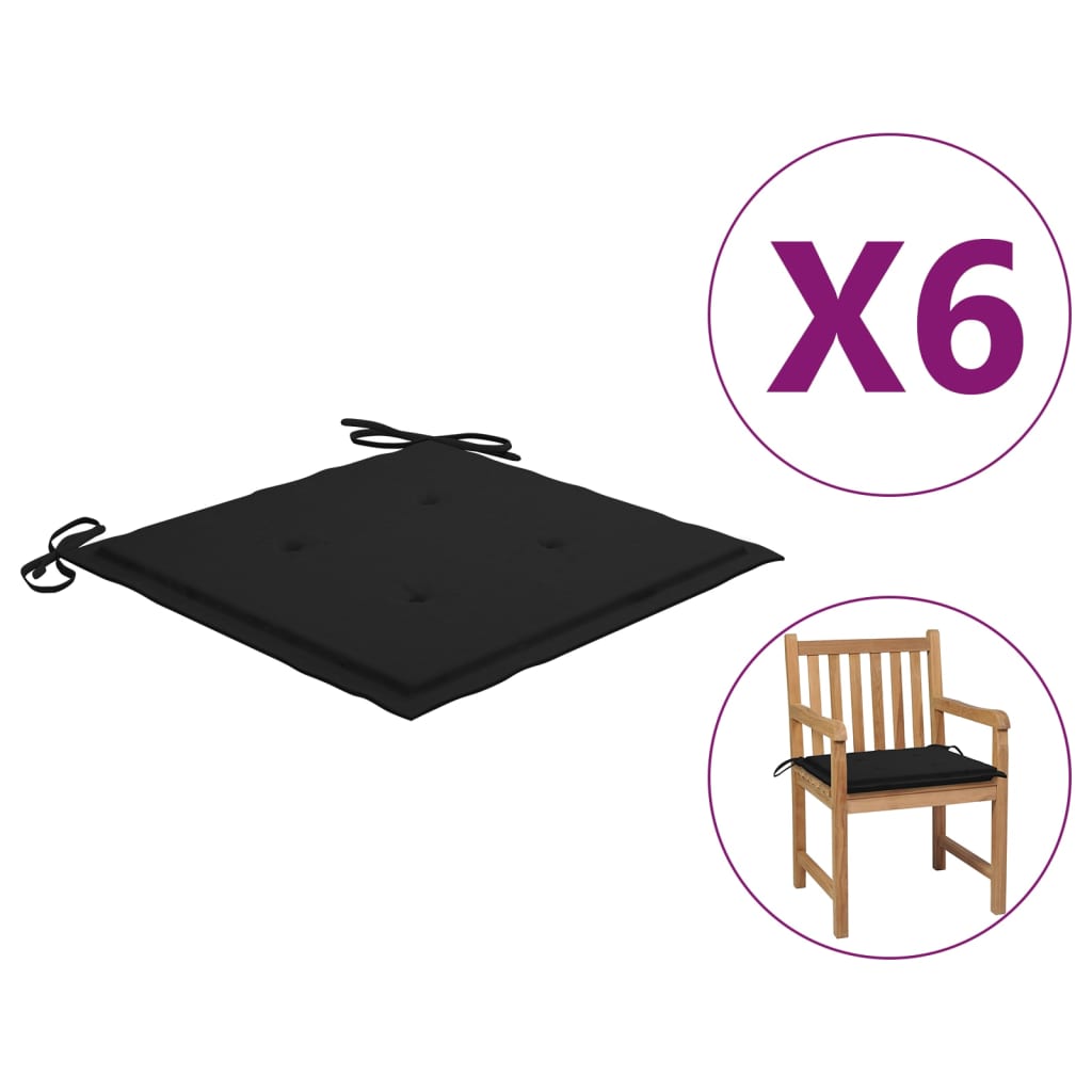 

Подушки для садового крісла Shumee 6 шт. чорні 50x50x4 см