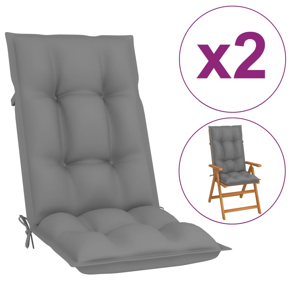 

Подушки для садового крісла Shumee 2 шт. сірі 120x50x7 см