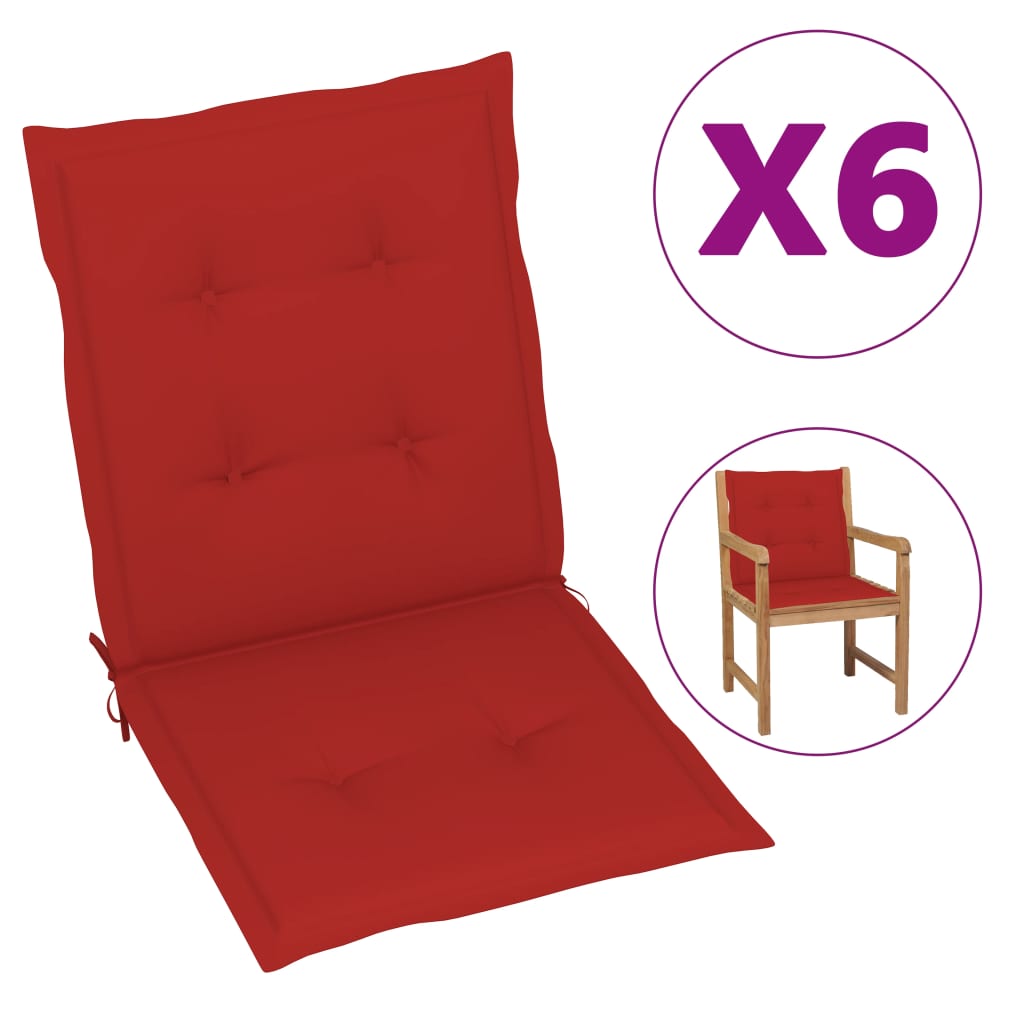 

Подушки для садових стільців Shumee 6 шт червоні 100x50x4 см