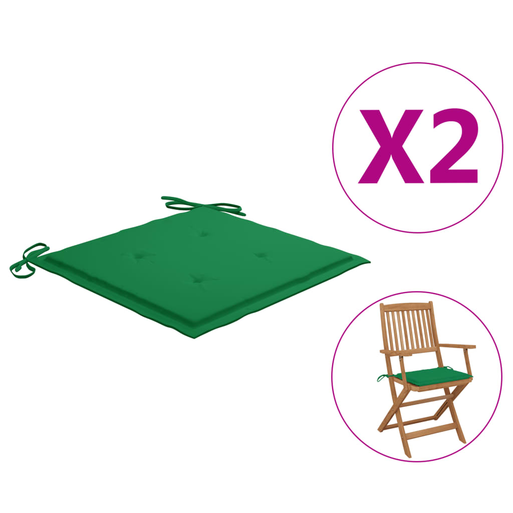

Подушки для садового крісла Shumee 2 шт. зелені 40x40x4 см