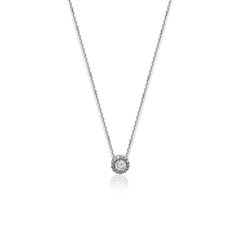 

Колье Qzsilver (908-00103) Серебро Белый фианит синий+белый 38 размер