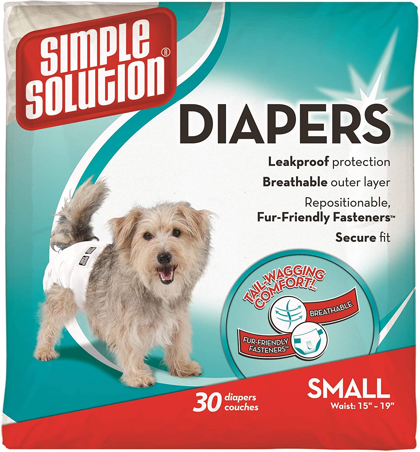 

"Disposable Diapers Small" - гигиенические подгузники для животных 38-48 см 30 шт Simple Solution BGL-SS-25