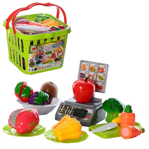 

Овощи и фрукты на липучках "Super Market", в корзинке