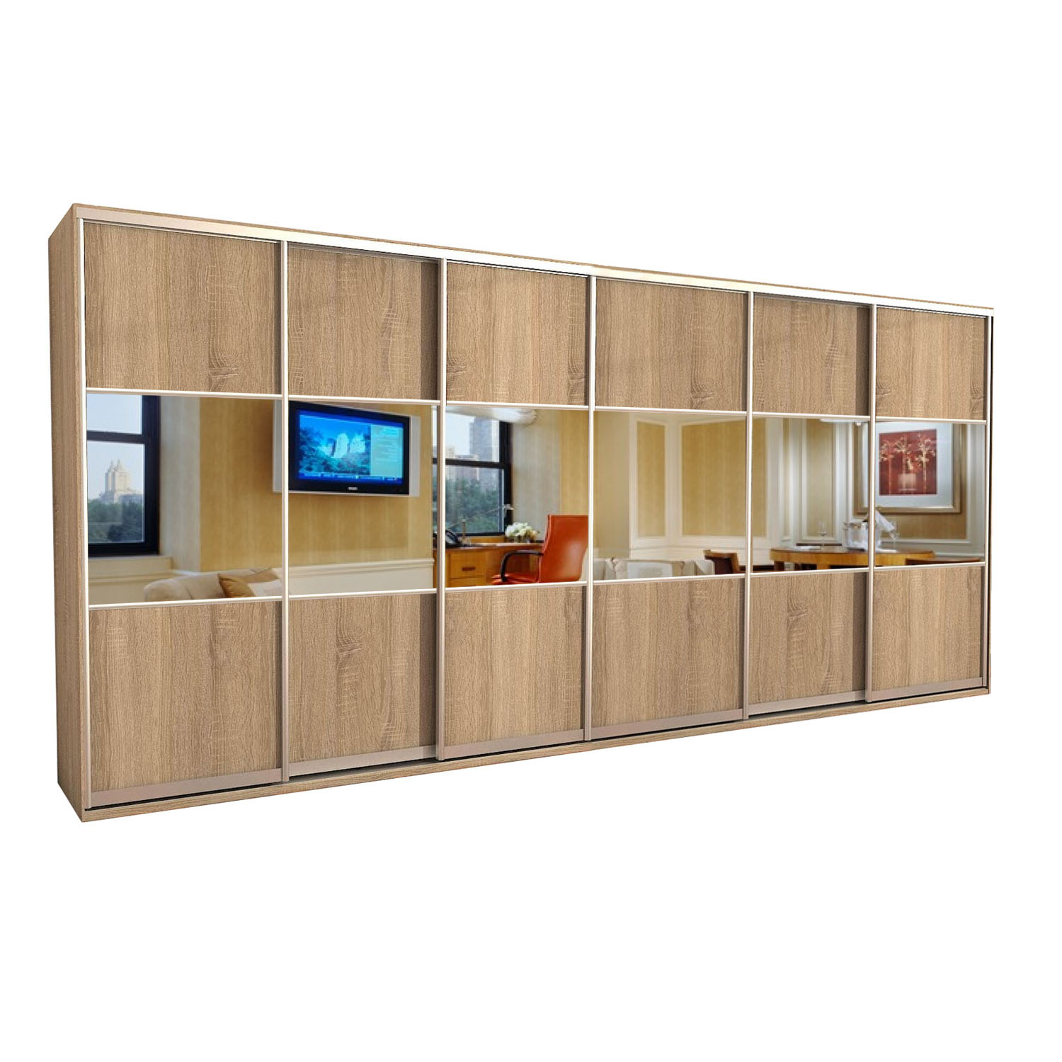 

Шкаф-купе Zevs Шестидверный Комби 440х45х210 дуб сонома