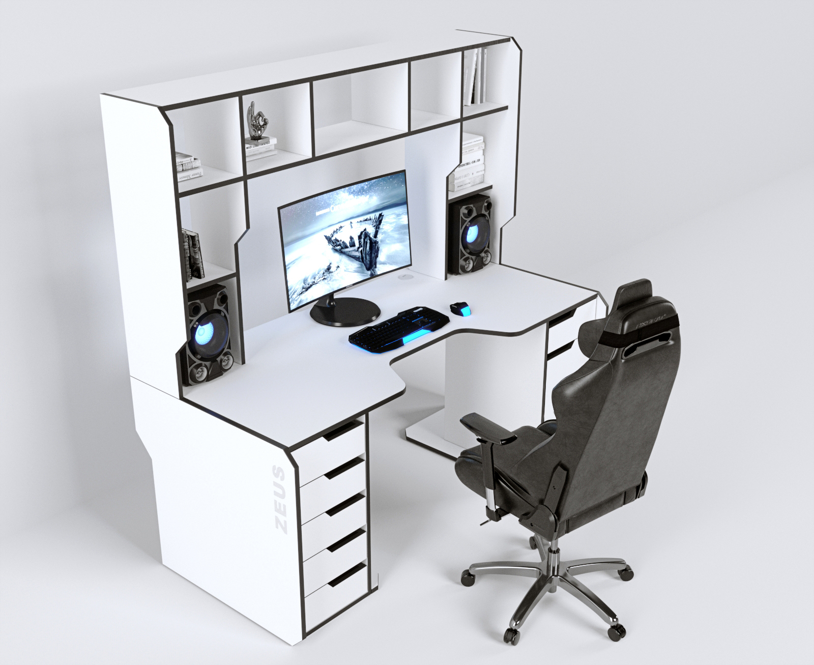 

Стол геймерский Zeus Viking-4S черный/белый Vi-4S