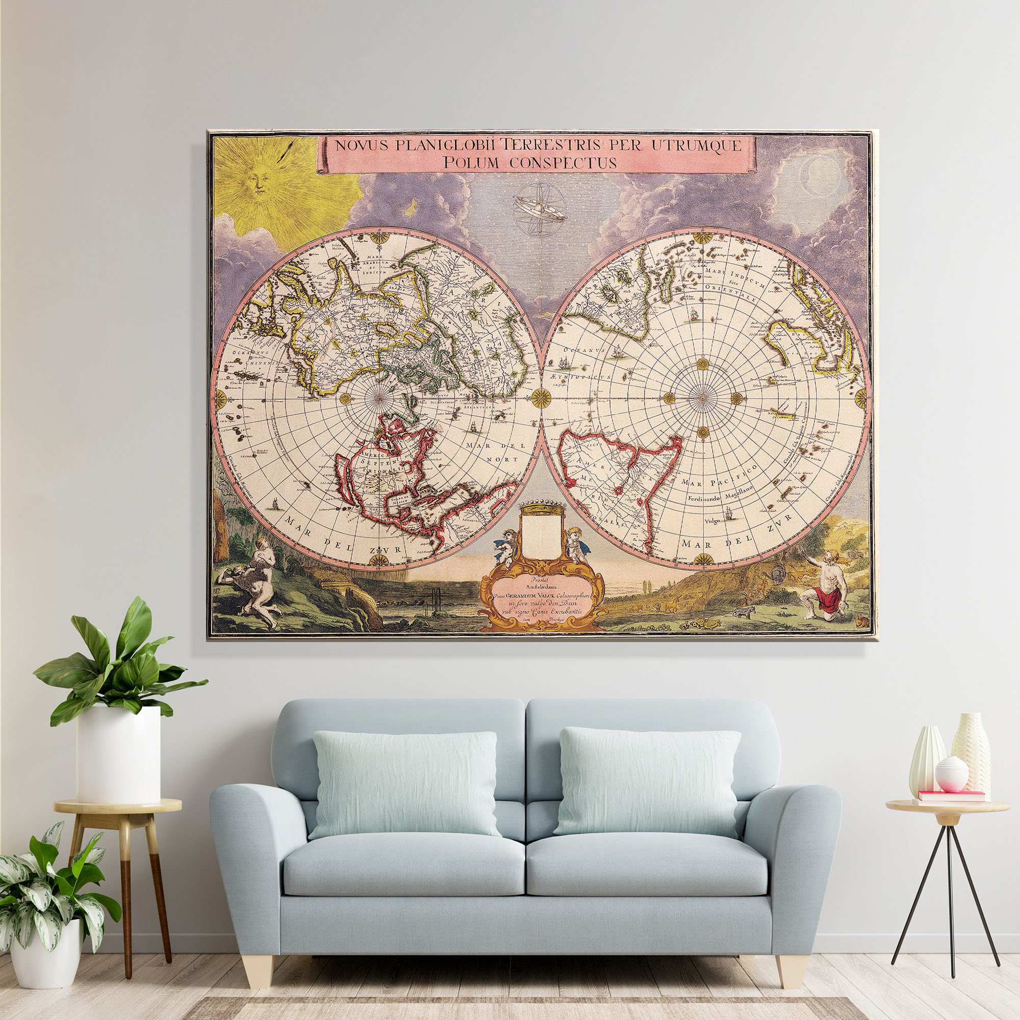 

Винтажная карта полушарий античного мира 72x90см Artel(Old Map_0813_04)