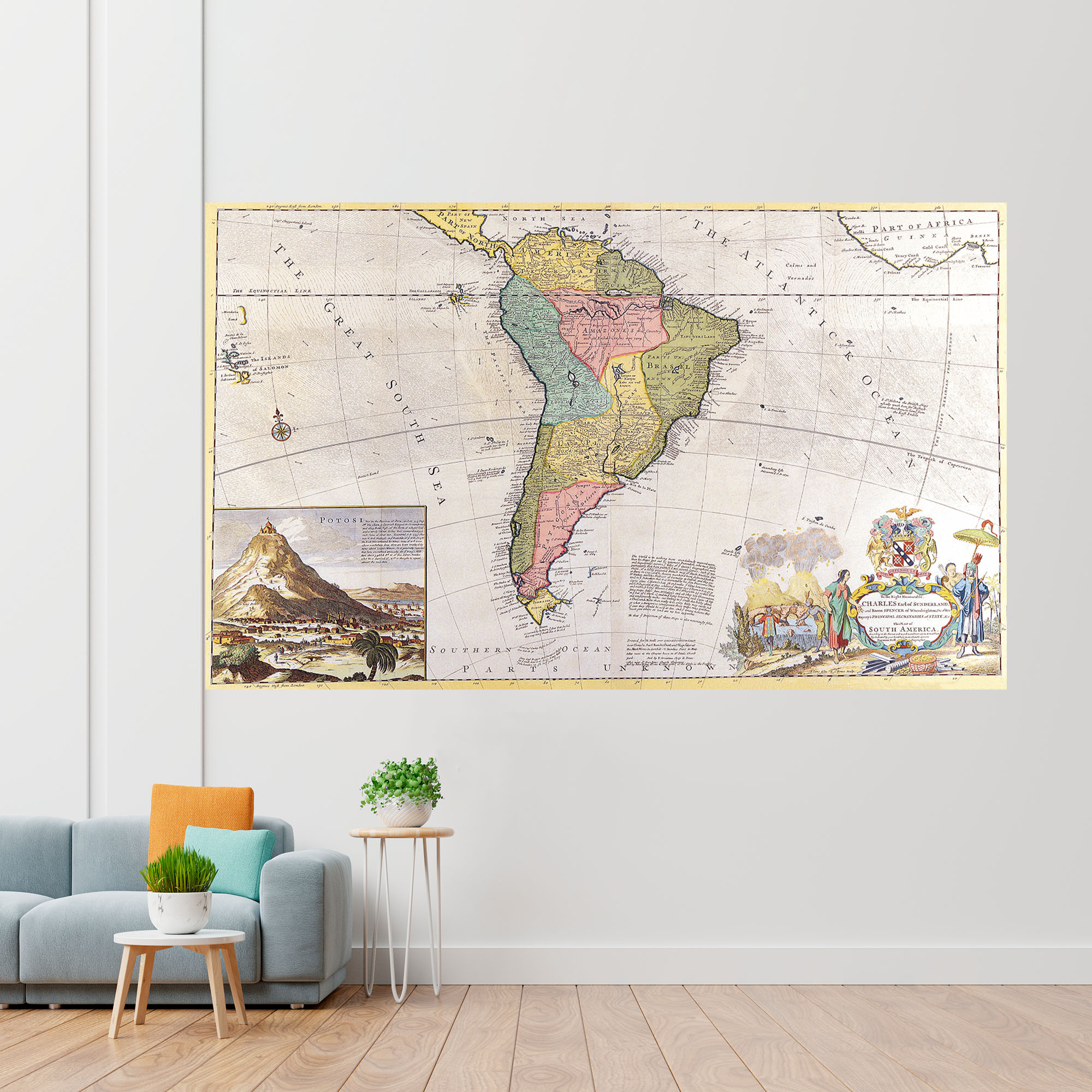 

Винтажная карта Южной Америки 52x90см Artel(Old Map_0709_01)