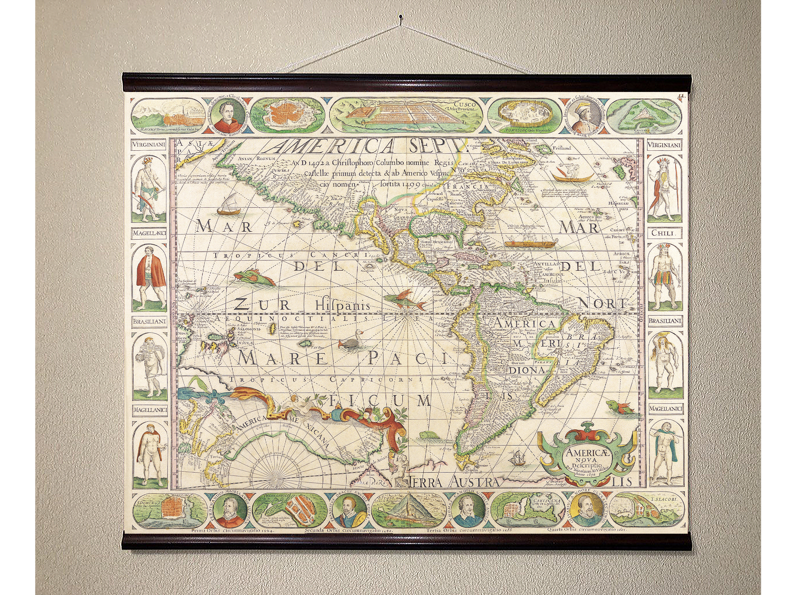 

Винтажная карта Америки 1650 88x110см Artel(Old Map_220809_01)
