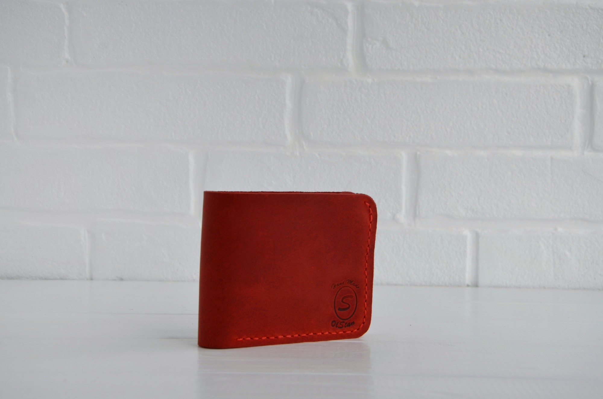 

Кошелек из натуральной кожи OlStan Bifold 2.0 red красный