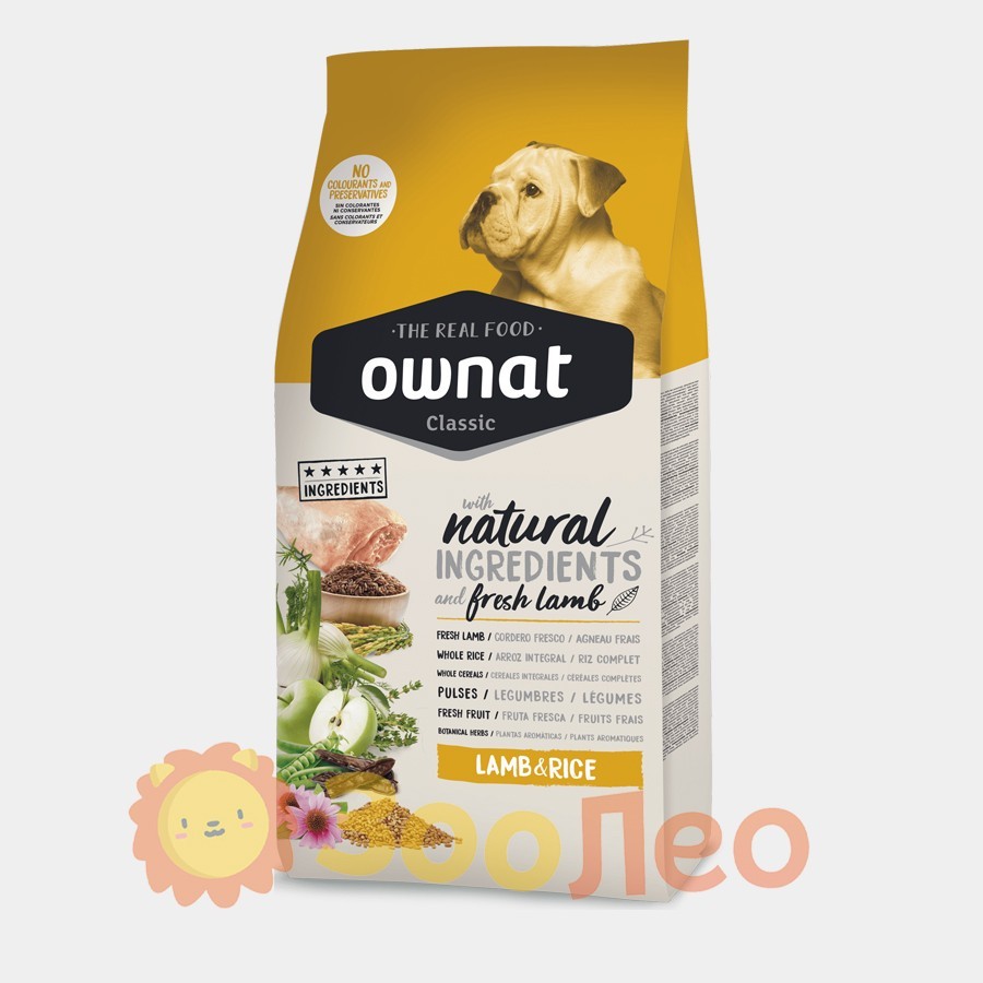 

Ownat Classic Lamb & Rice (Dog) — корм для взрослых собак с Ягненком и Рисом 15 кг