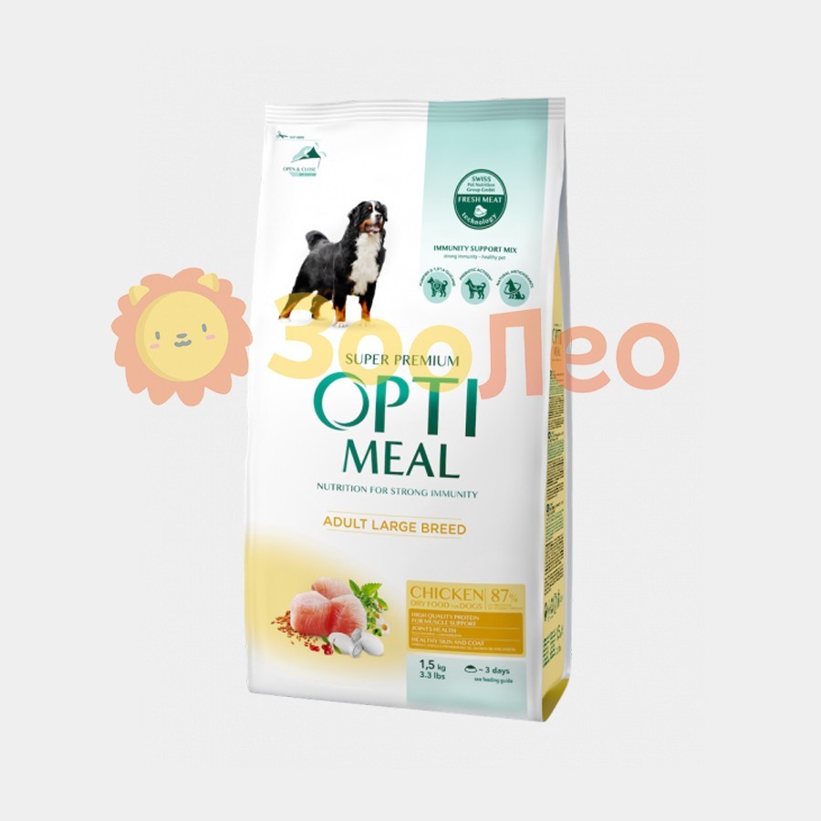 

Сухой полнорационный корм Optimeal для собак больших пород со вкусом курицы 1.5 кг