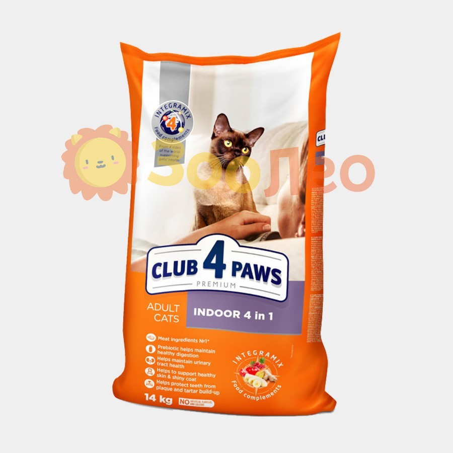 

Сухой корм Club 4 Paws для взрослых кошек живущих в помещении 14 кг