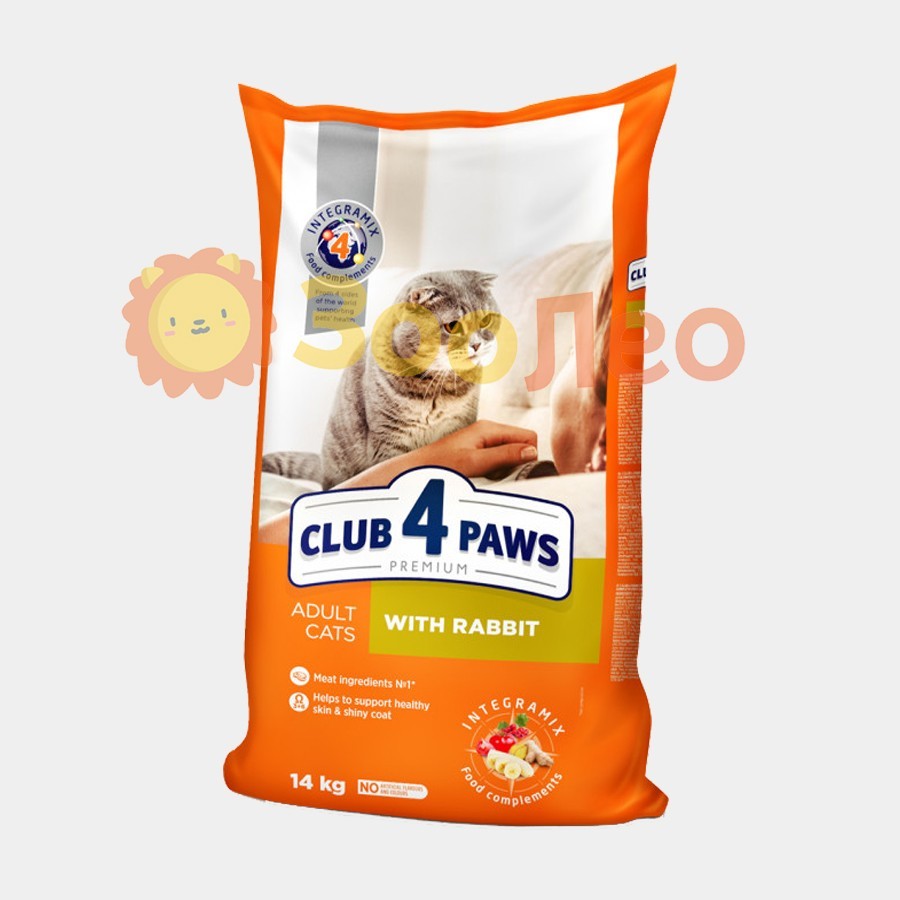 

Сухой корм Club 4 Paws для взрослых кошек с кроликом 14 кг