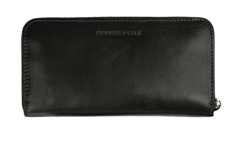 

Портмоне на молнии Grande Pelle Serpente 200х105 мм глянцевая кожа черный