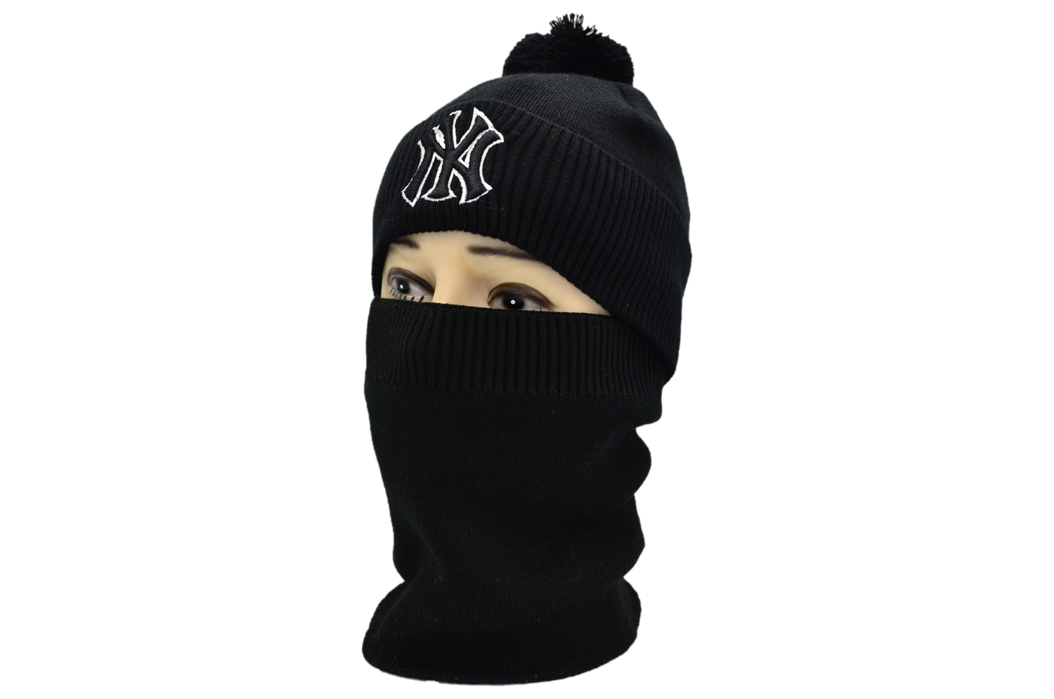 

Комплект Flexfit шапка з помпоном и снуд New York 53-57 см чёрная (F-0918-549)