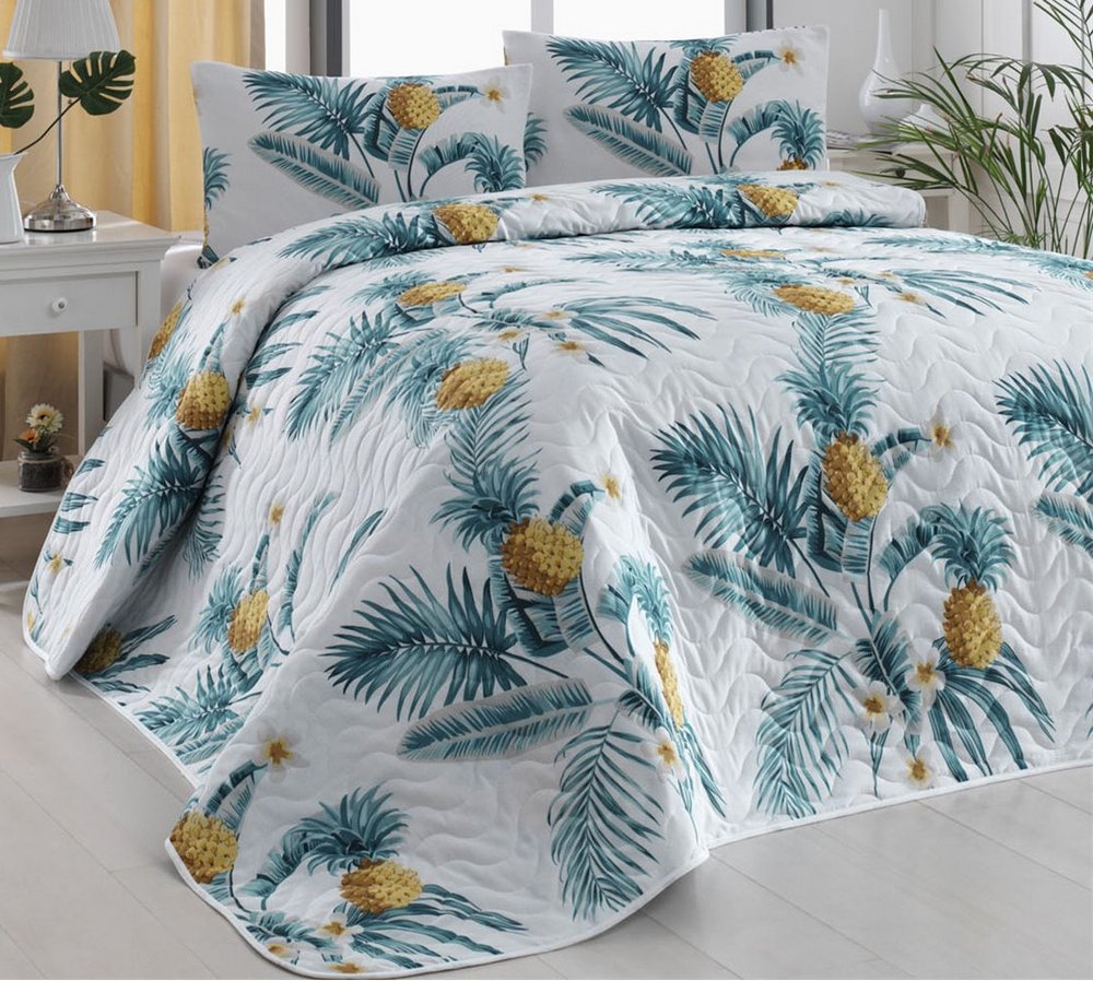 

Покрывало стеганое Eponj Home Custom Ananas Beyaz 200х220 с наволочками 50х70