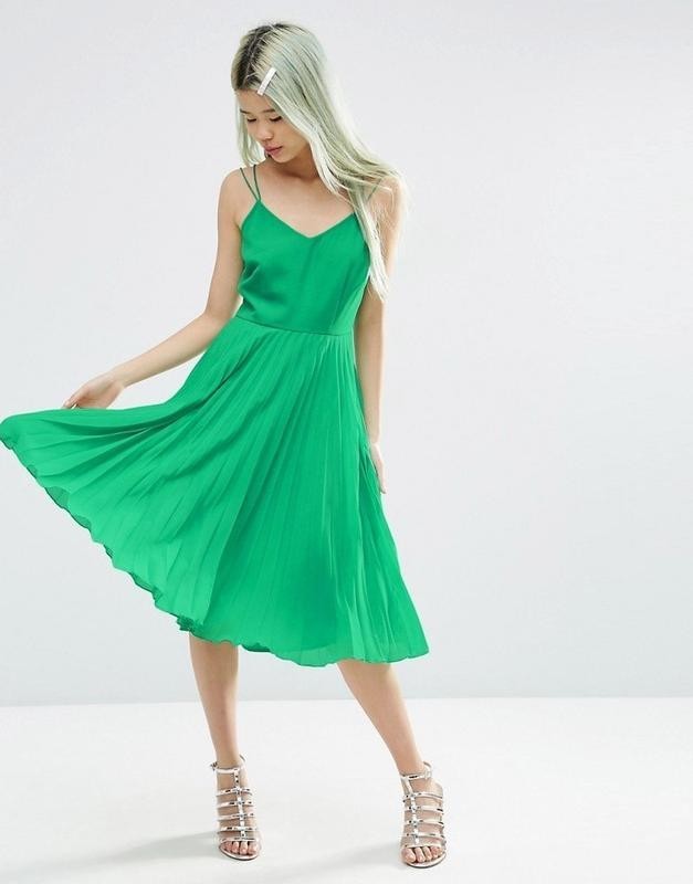 

Женский плисерованный сарафан Asos миди XL зеленый