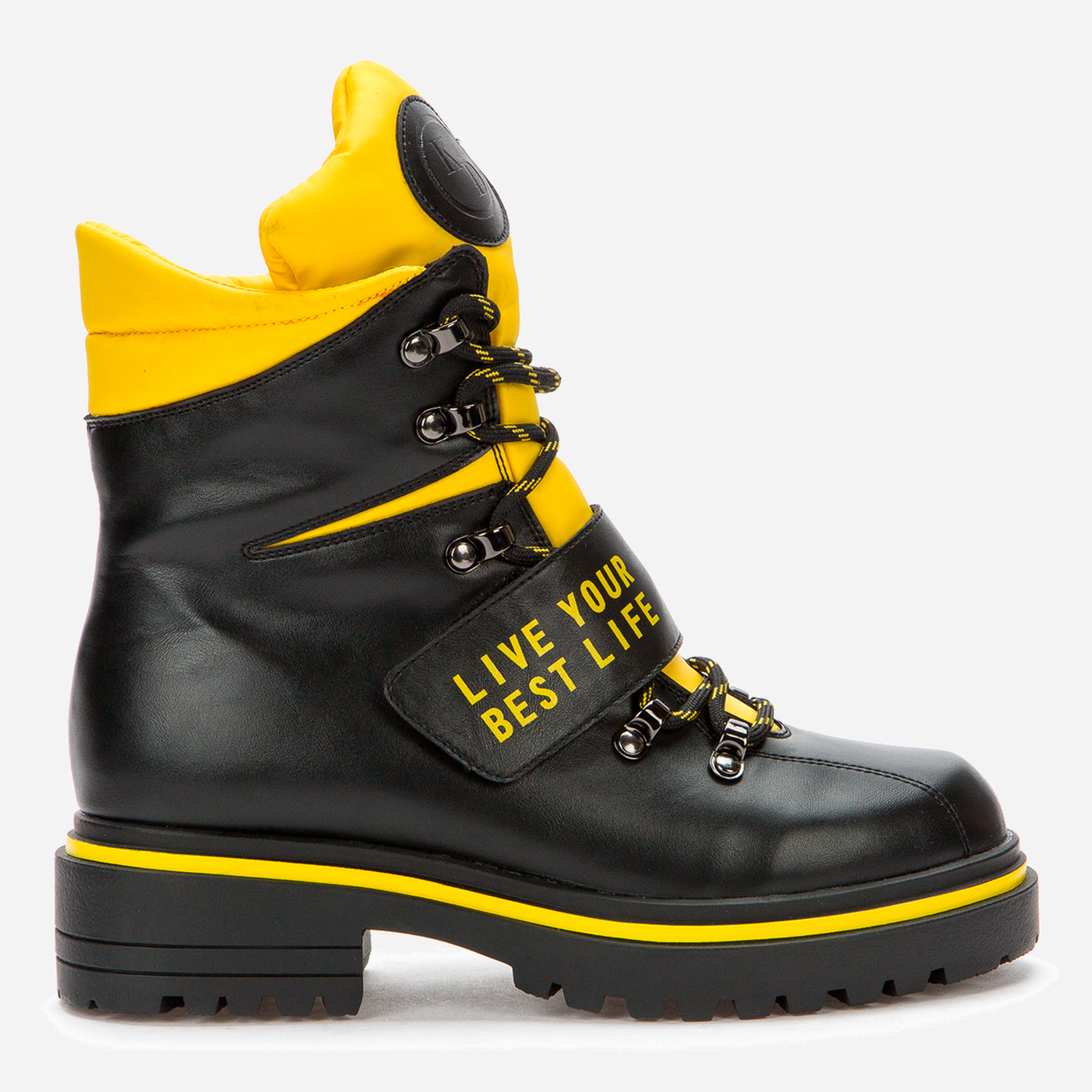 Акція на Жіночі зимові черевики високі Keddo 818579/09-01 38 24.5 см Чорні з жовтим від Rozetka