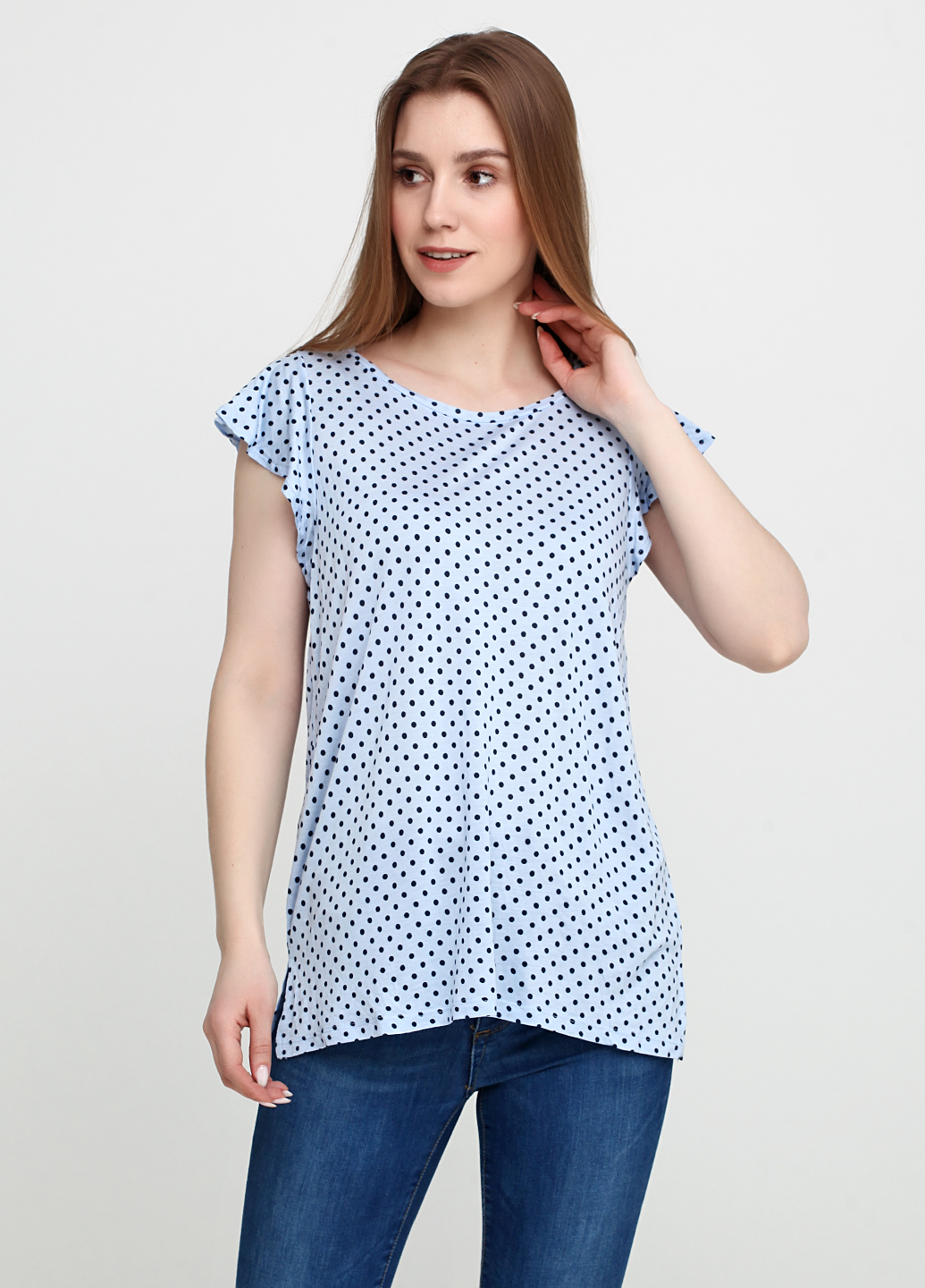 

Футболка H&M M голубой в горошек 5249586RP21_голубой в горошек