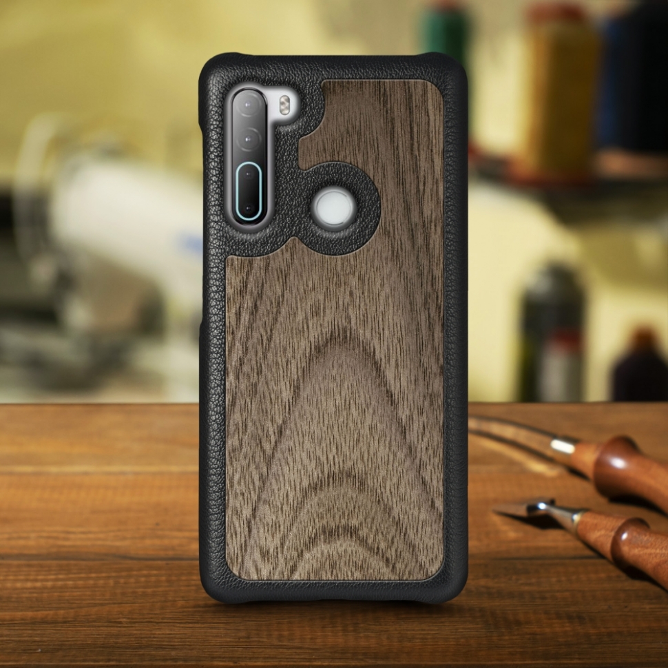 

Кожаная накладка Stenk WoodBacker для HTC U20 5G Чёрная