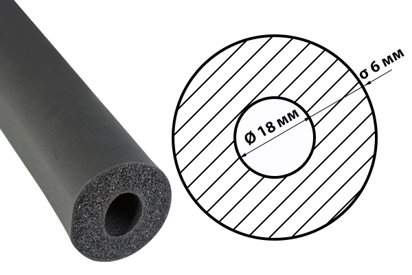 

Изоляция для труб каучуковая ODE R-Flex Pipe Std 6х18 мм (220м\упаковка)