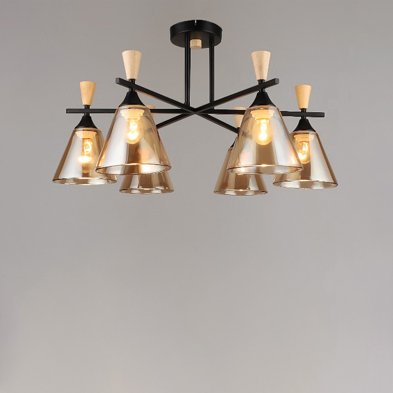

Люстра стельова Light House SRS-16384/6 чорний + дерево