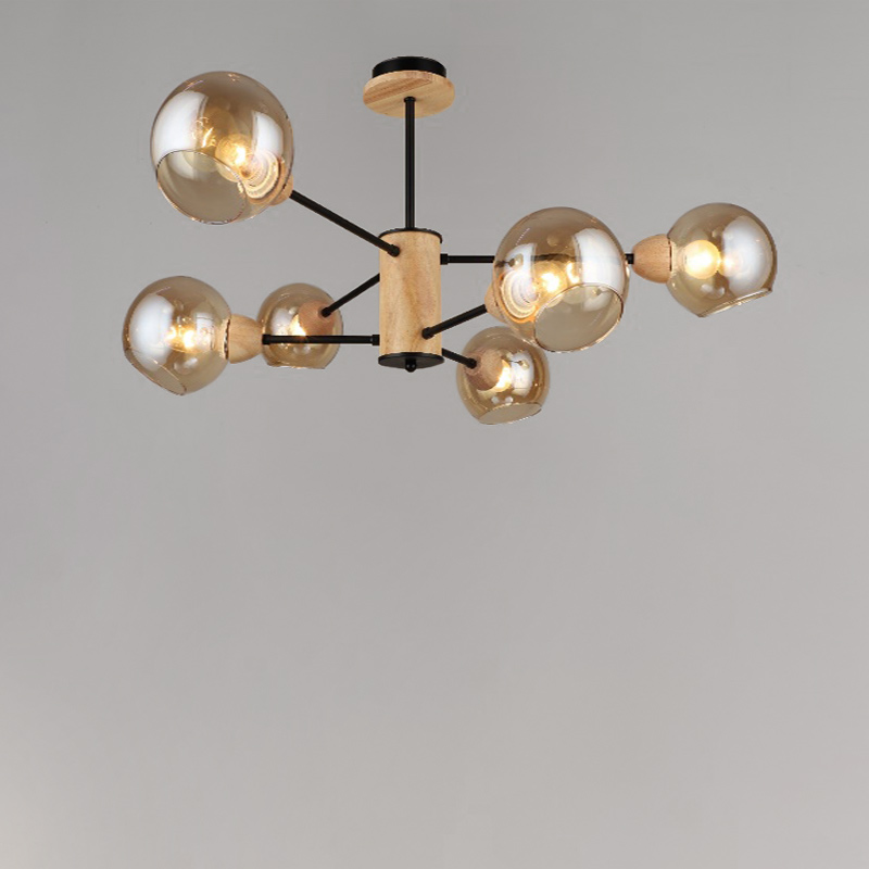 

Люстра стельова Light House SRS-16393/6 чорний + дерево