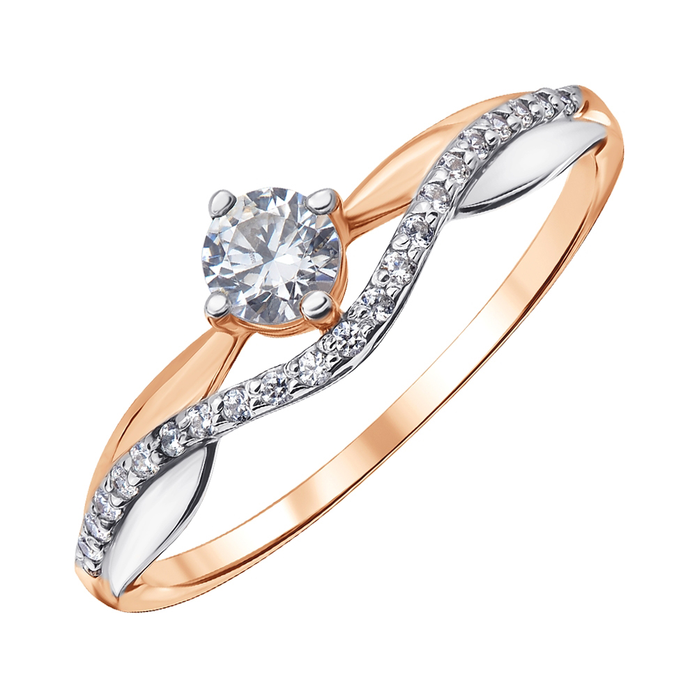 

Золотое кольцо в комбинированном цвете с фианитом S Zirconia 000140062 17 размера
