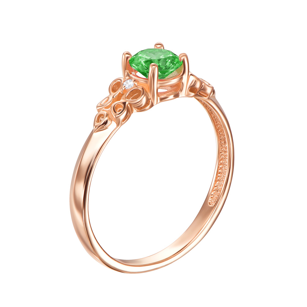 

Кольцо из красного золота с зеленым и белыми фианитами S Zirconia 000133921 16 размера