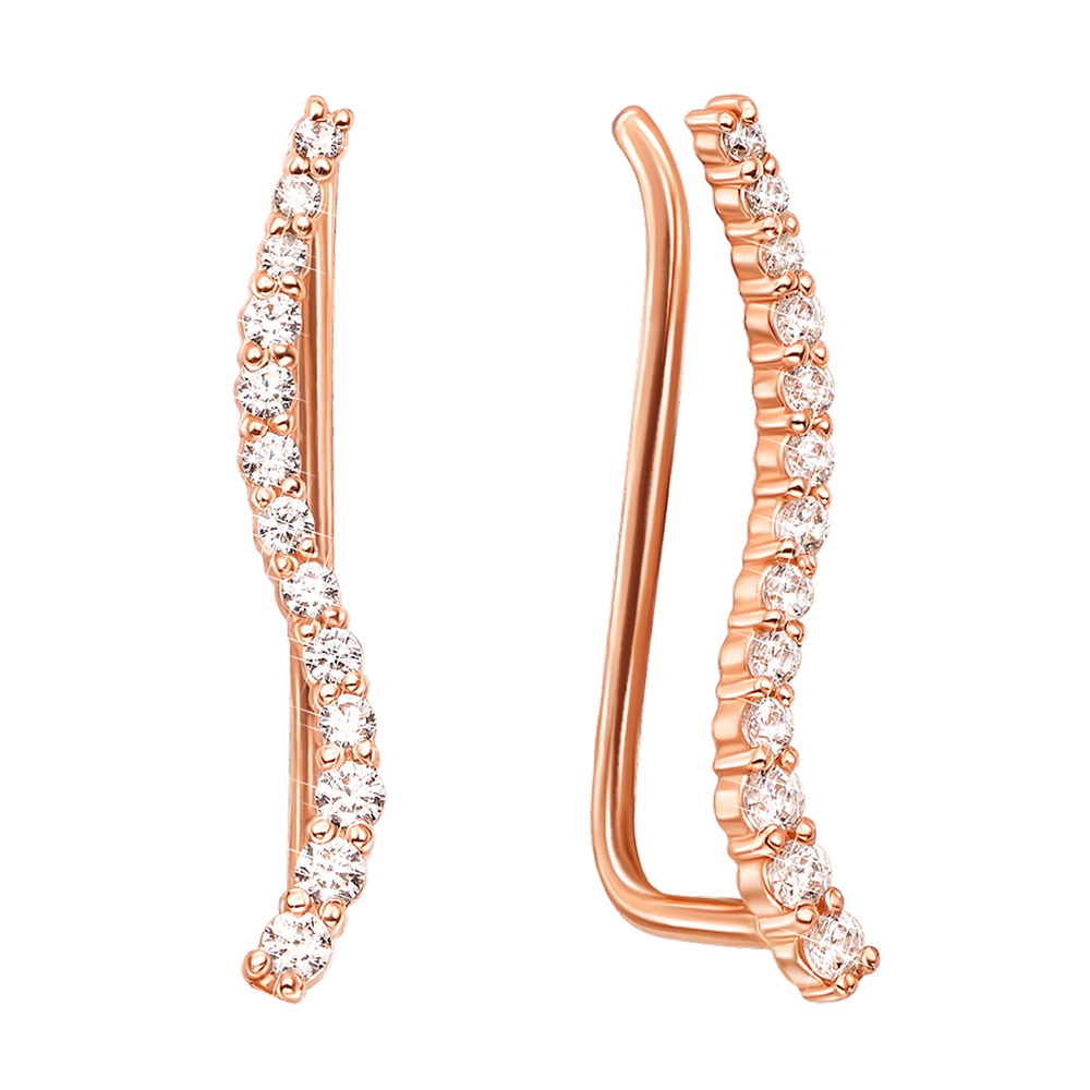 

Серьги-каффы из красного золота с фианитом S Zirconia 000122792