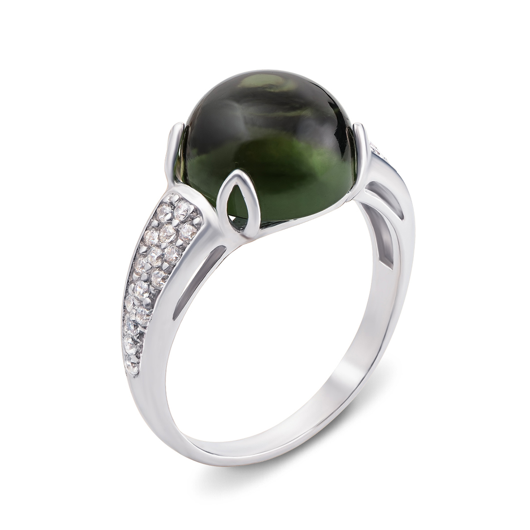

Серебряное кольцо с зеленым кварцем и фианитами 000134172 16.5 размера