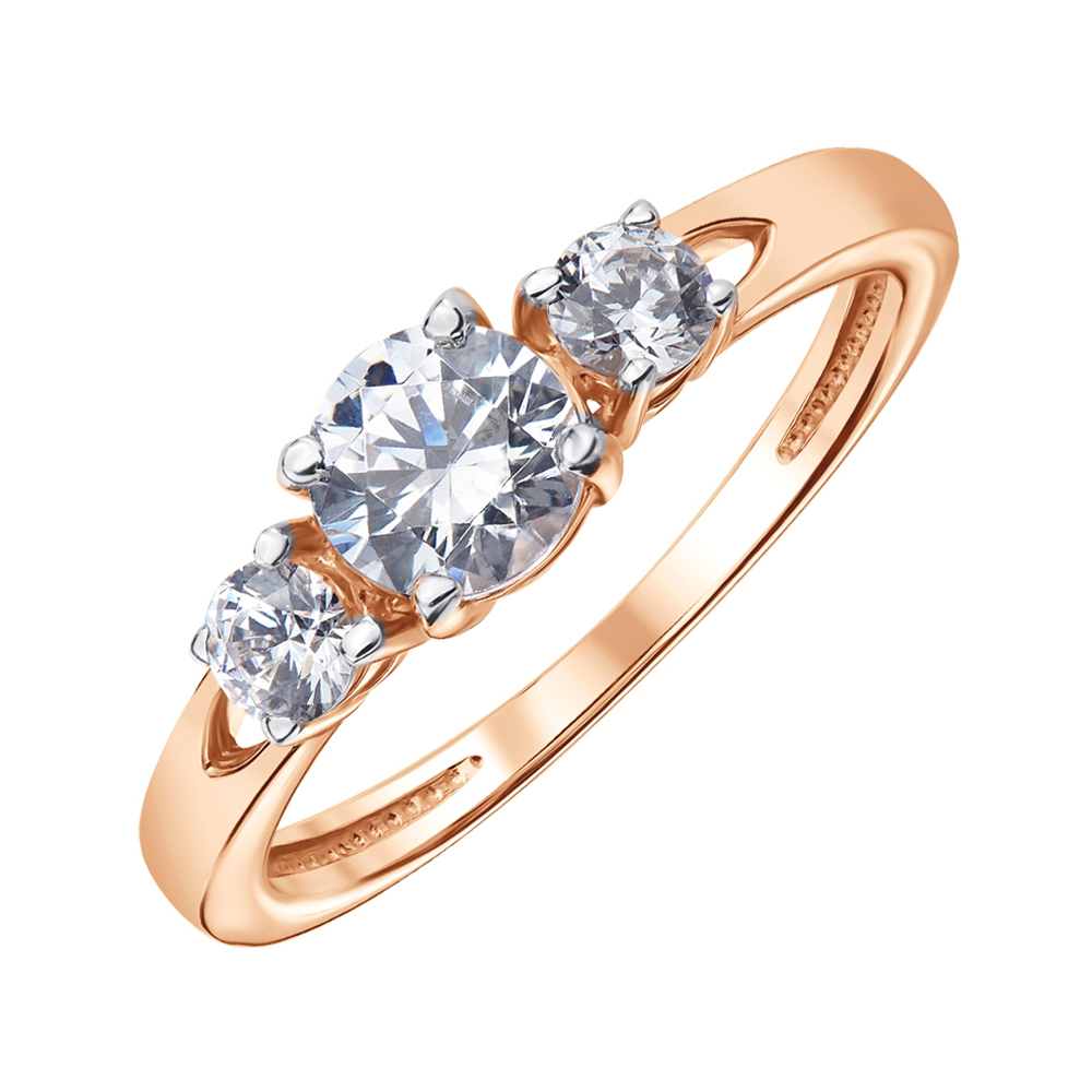 

Кольцо из красного золота с фианитом S Zirconia и родированными крапанами 000141444 15 размера