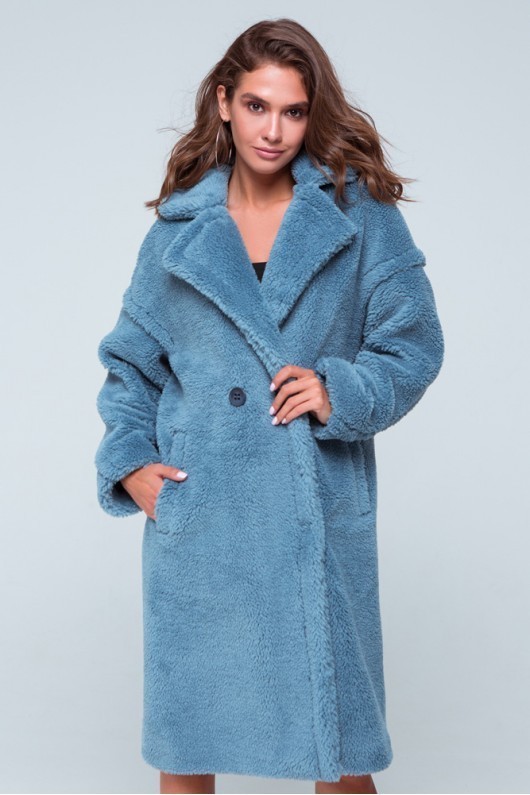 

Шуба в стиле Max Mara Rebecca голубая, Шуба в стиле Max Mara Rebecca голубая 46
