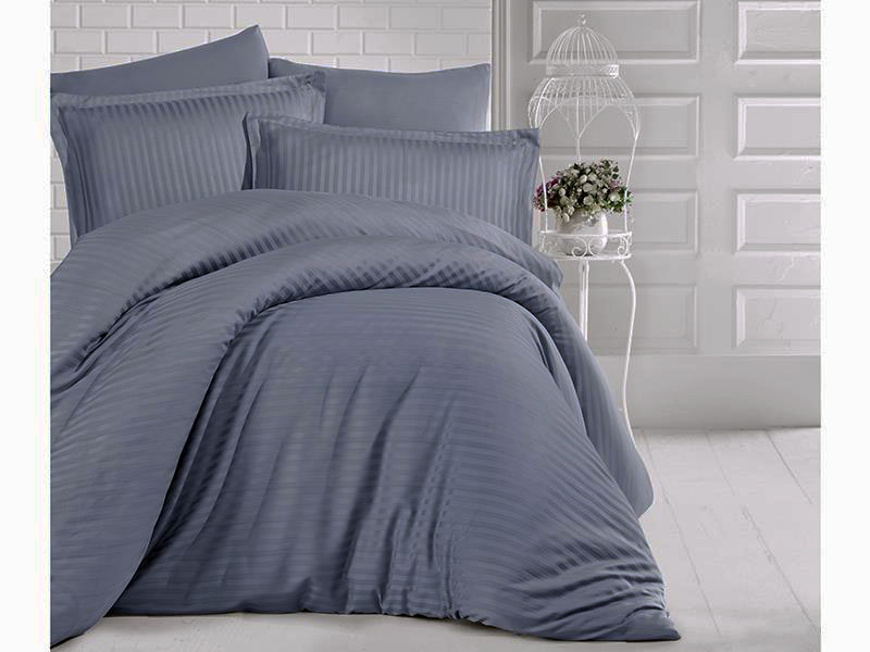 

Постільна білизна Clasy Stripe Satin 200х220 Antrasit